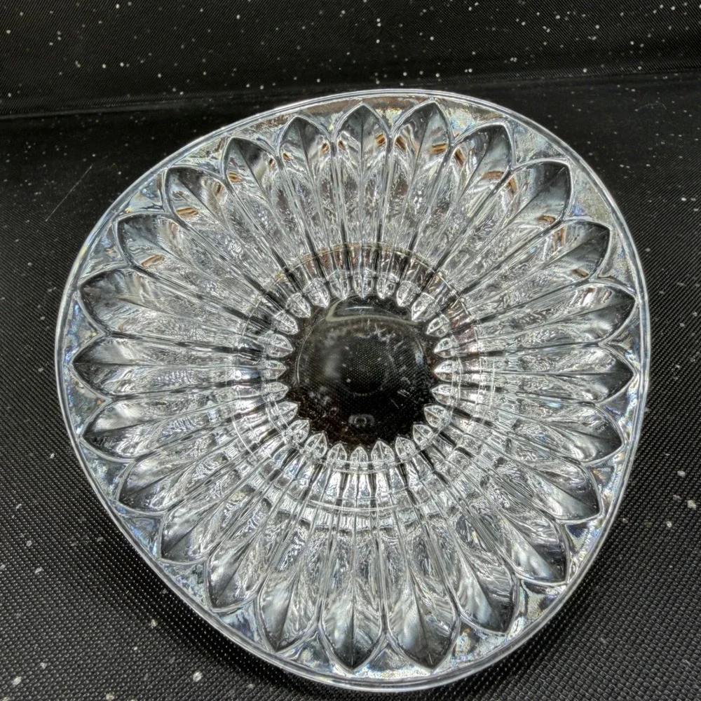 Vintage Sweden Crystal Glass Petal Votive Trilliant Trinket Dish Candle Holder